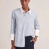 Seymour Organic Cotton Shirt - Blue White Stripe -Cefinn Clothing Store 1RSHT S74 SEYMOUR BLUEWHITESTRIPE LS 1165
