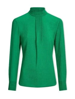 Riley Funnel Neck Blouse - Emerald Green -Cefinn Clothing Store AU23 B6 RILEY EMERALDGREEN CO