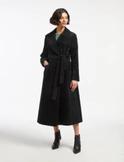 Roxanne Corduroy Coat - Black -Cefinn Clothing Store AU23 C10 ROXANNE BLACK LS 15869