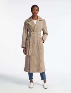 Roxanne Corduroy Coat - Taupe -Cefinn Clothing Store AU23 C10 ROXANNE TAUPE LS 3684