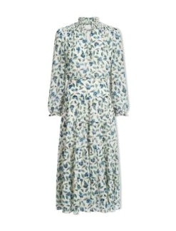 Zoe Maxi Dress - Cream Blue Deco Floral Print 17 Zoe Maxi Dress - Cream Blue Deco Floral Print -Cefinn Clothing Store AU23 D445 ZOE CREAMBLUEDECOFLORALPRINT CO
