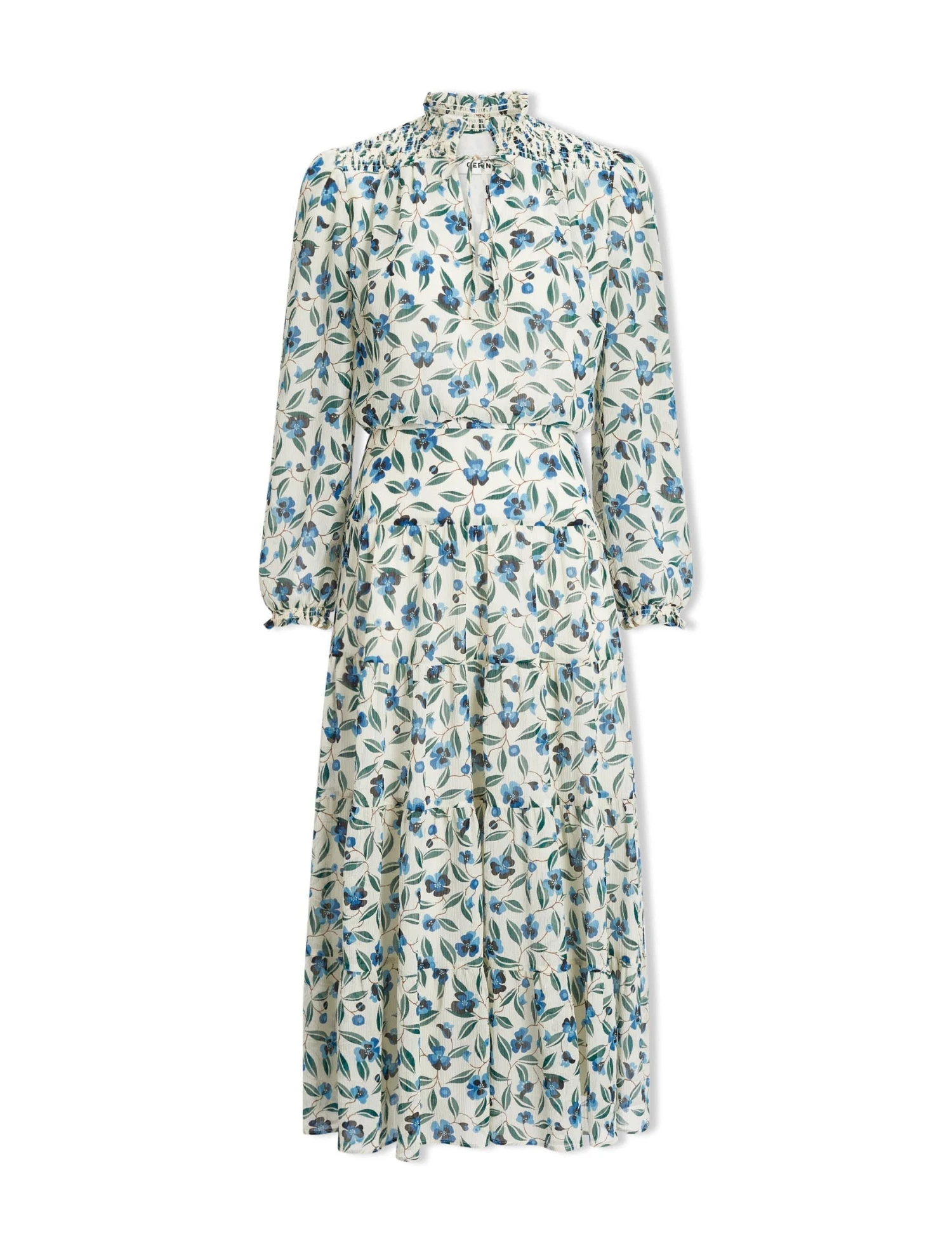 Zoe Maxi Dress - Cream Blue Deco Floral Print 10 Zoe Maxi Dress - Cream Blue Deco Floral Print - Image 8