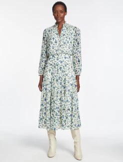 Zoe Maxi Dress - Cream Blue Deco Floral Print 15 Zoe Maxi Dress - Cream Blue Deco Floral Print -Cefinn Clothing Store AU23 D445 ZOE CREAMDECOFLORALPRINT 1586