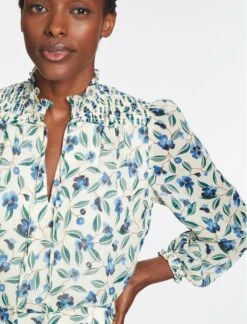 Zoe Maxi Dress - Cream Blue Deco Floral Print 14 Zoe Maxi Dress - Cream Blue Deco Floral Print -Cefinn Clothing Store AU23 D445 ZOE CREAMDECOFLORALPRINT 1642