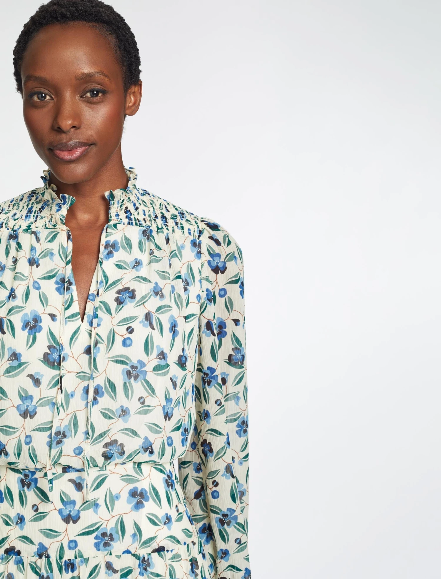 Zoe Maxi Dress - Cream Blue Deco Floral Print 4 Zoe Maxi Dress - Cream Blue Deco Floral Print - Image 2