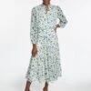 Zoe Maxi Dress - Cream Blue Deco Floral Print -Cefinn Clothing Store AU23 D445 ZOE CREAMDECOFLORALPRINT 1664