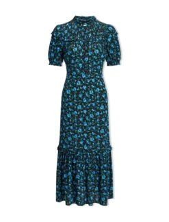 Hermione Maxi Dress - Black Blue Deco Floral Print 9 Hermione Maxi Dress - Black Blue Deco Floral Print -Cefinn Clothing Store AU23 D513 HERMIONE BLACKBLUEDECOFLORALPRINT CO