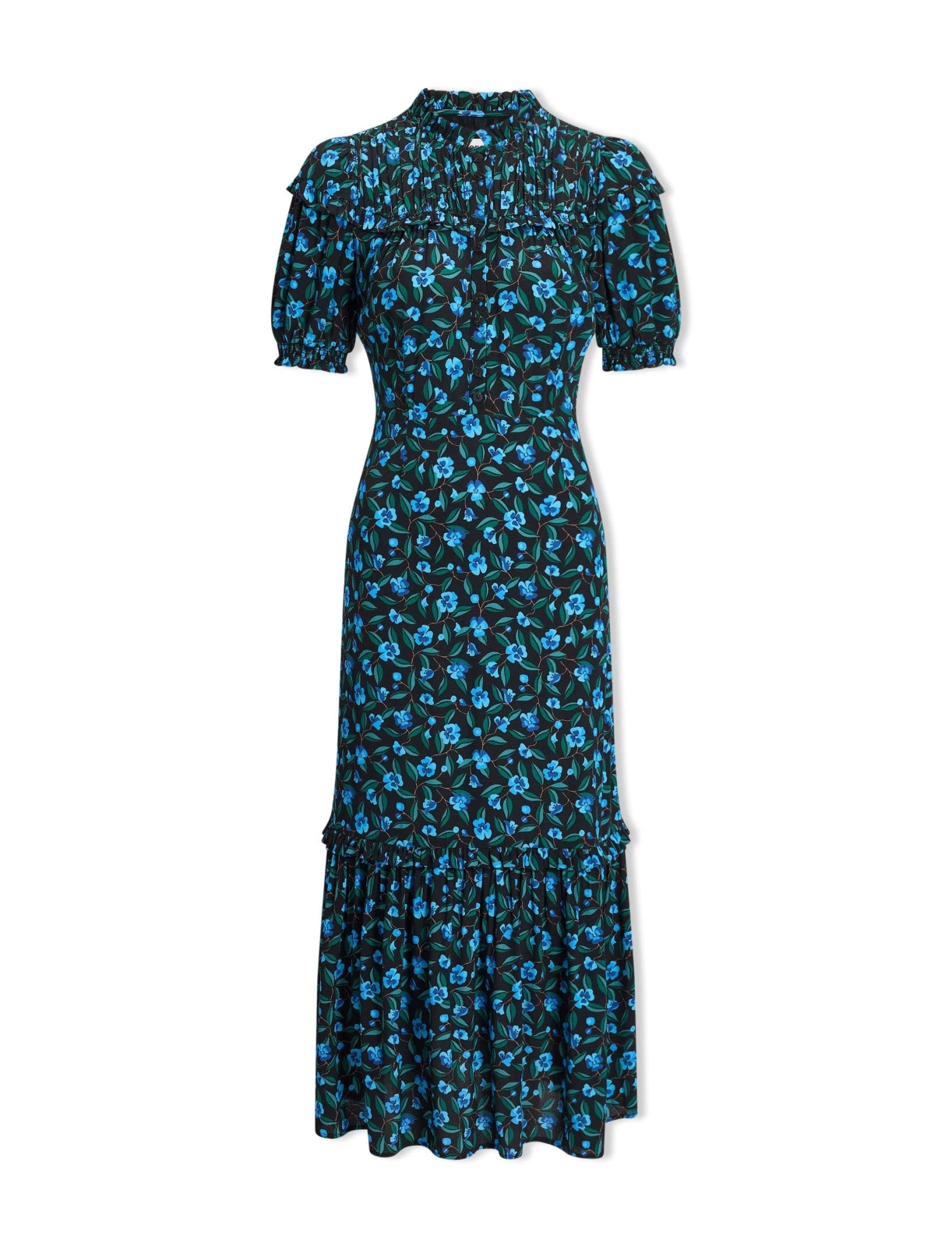 Hermione Maxi Dress - Black Blue Deco Floral Print 6 Hermione Maxi Dress - Black Blue Deco Floral Print - Image 4