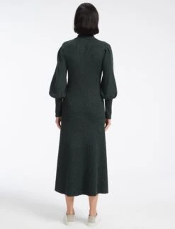 Eva Merino Wool Collared Knit Maxi Dress - Dark Green -Cefinn Clothing Store AU23 D558 EVA DARKGREEN LS 12852