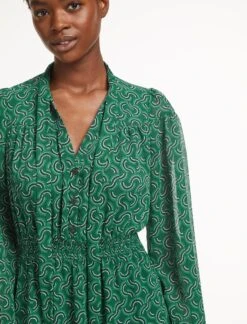 Francesca Midi Dress - Green Rainbow Geo Print -Cefinn Clothing Store AU23 D560 FRANCESCA GREEN RAINBOW PRINT LS LS 1131