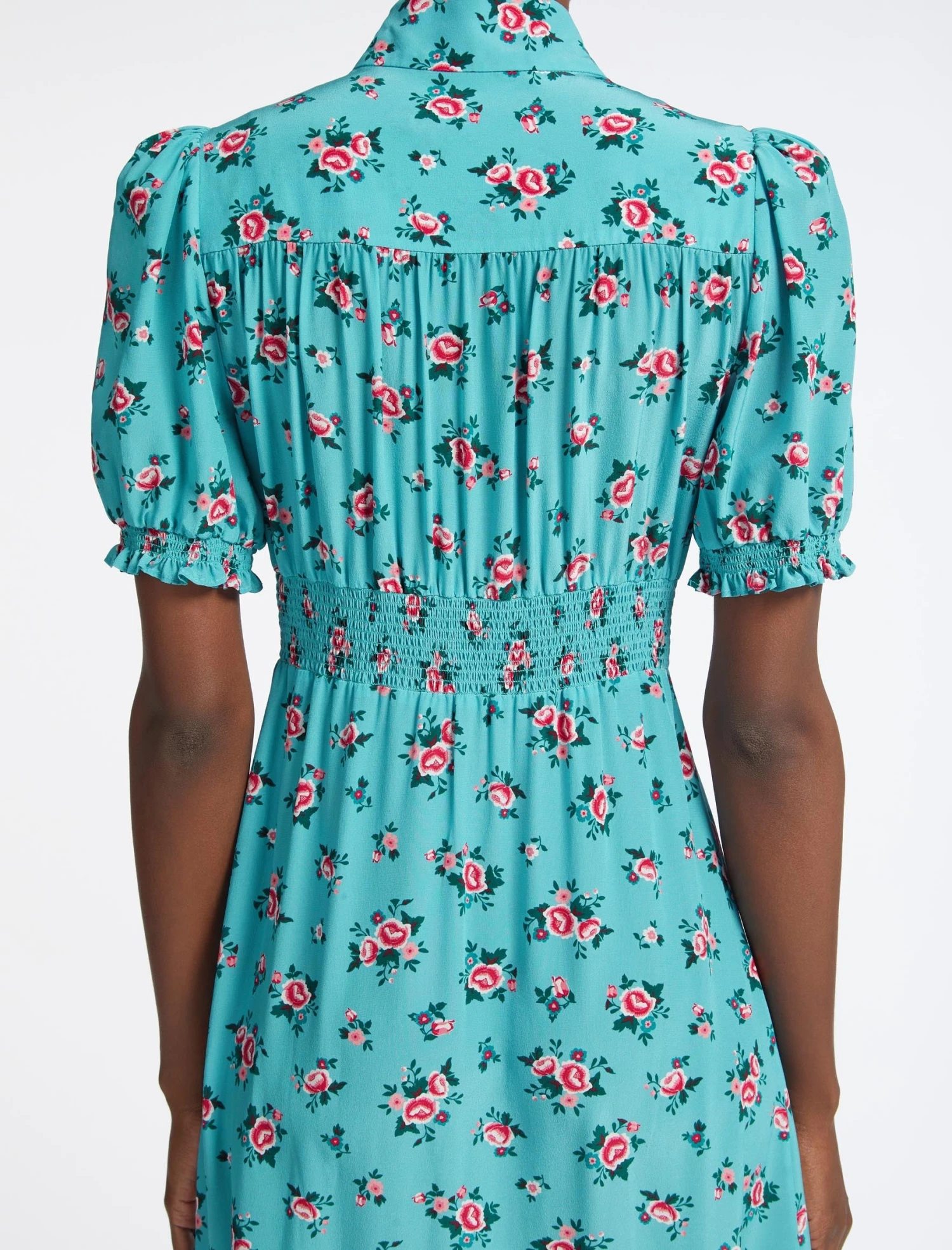 Rebecca Silk Midi Dress - Mint Posy Print 9 Rebecca Silk Midi Dress - Mint Posy Print - Image 7