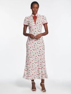 Jacquetta Maxi Dress - White Pink Deco Floral Print -Cefinn Clothing Store AU23 D573 JACQUETTA WHITEDECOFLORALPRINT 1529