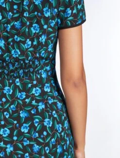 Jacquetta Maxi Dress - Black Blue Deco Floral Print -Cefinn Clothing Store AU23 D573 JAQUETTA BLACKBLUEDECOFLORALPRINT LS 3941