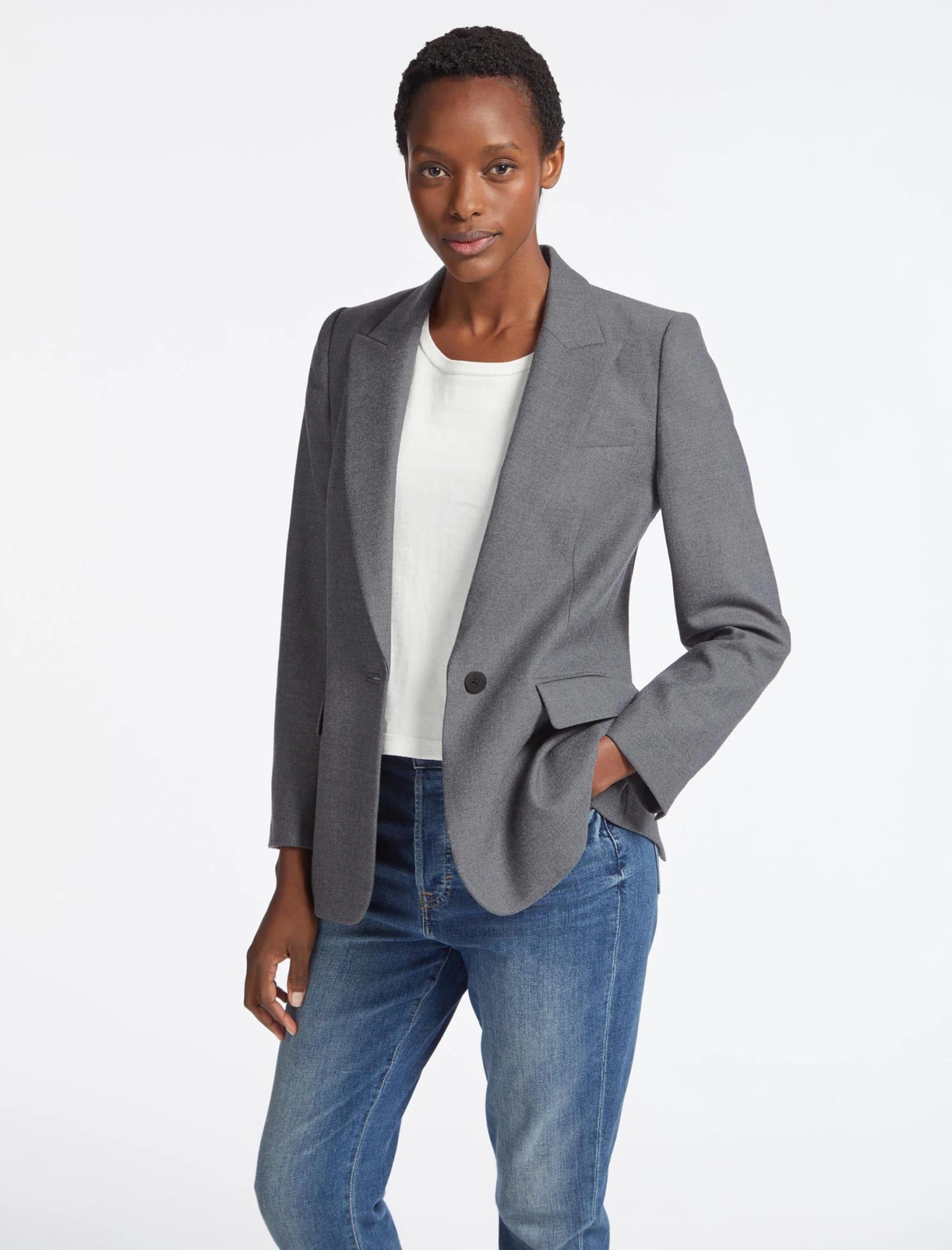 Jordan Stretch Wool Blazer - Mid Grey 8 Jordan Stretch Wool Blazer - Mid Grey - Image 6