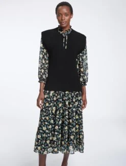 Janice Wool Round Neck Sleeveless Jumper - Black -Cefinn Clothing Store AU23 K129 JANICE BLACK LS0854