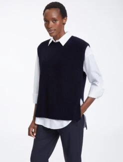 Janice Wool Round Neck Sleeveless Jumper - Navy -Cefinn Clothing Store AU23 K129 JANICE NAVY LS0065 258ae33e efa8 4327 aef9 2ab5a04e85bf