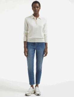 Josie Cashmere Collared Jumper - Cream 11 Josie Cashmere Collared Jumper - Cream -Cefinn Clothing Store AU23 K142 JOSIE CREAM LS 541