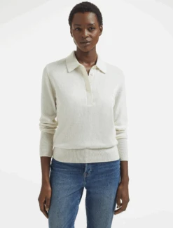 Josie Cashmere Collared Jumper - Cream 10 Josie Cashmere Collared Jumper - Cream -Cefinn Clothing Store AU23 K142 JOSIE CREAM LS 546