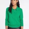 Josie Cashmere Collared Jumper - Emerald Green 2 Josie Cashmere Collared Jumper - Emerald Green -Cefinn Clothing Store AU23 K142 JOSIE EMERALDGREEN LS 1431