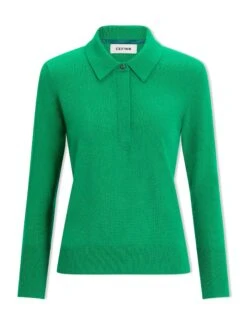 Josie Cashmere Collared Jumper - Emerald Green -Cefinn Clothing Store AU23 K142 JOSIE EMERALD GREEN CO