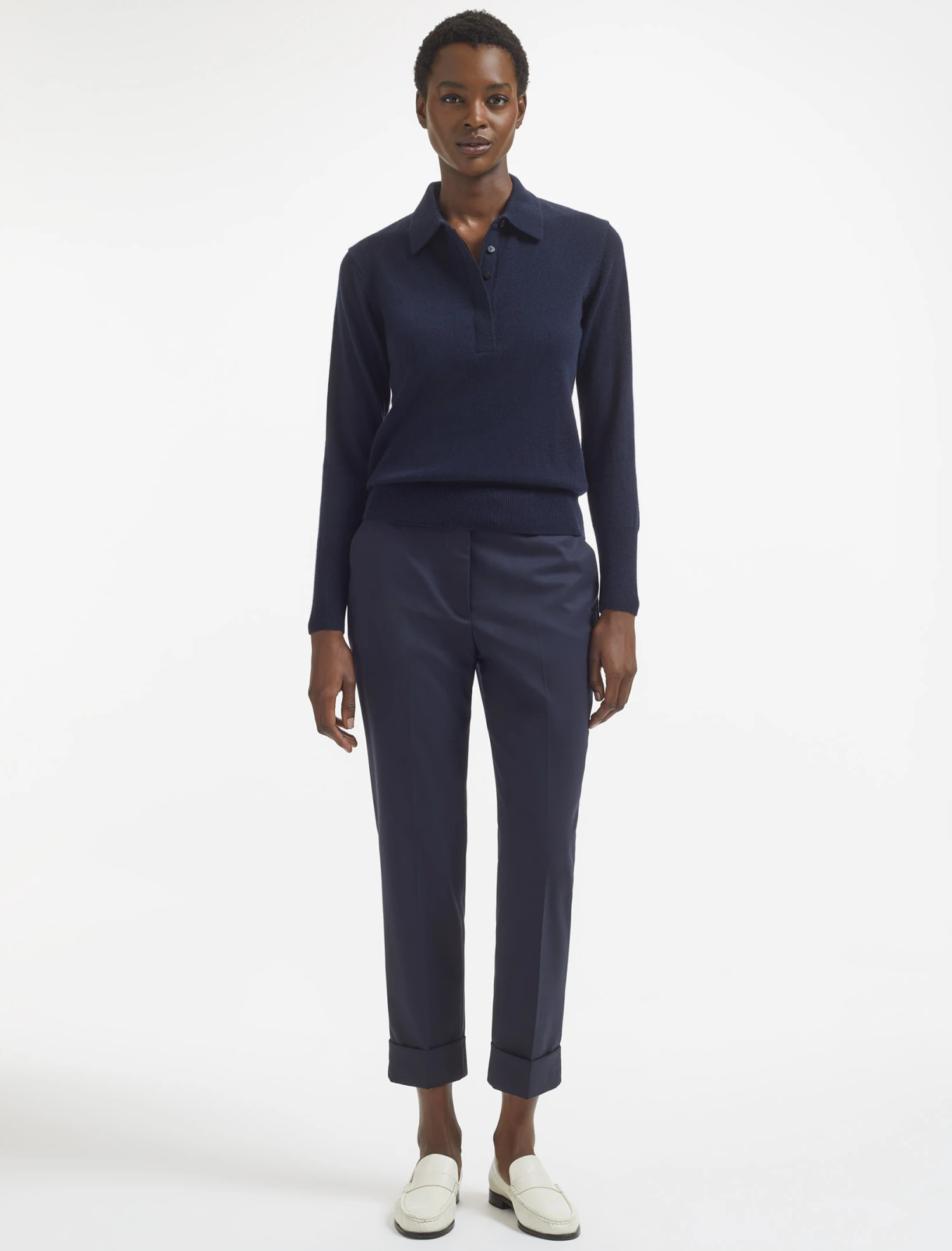 Josie Cashmere Collared Jumper - Navy 4 Josie Cashmere Collared Jumper - Navy - Image 2