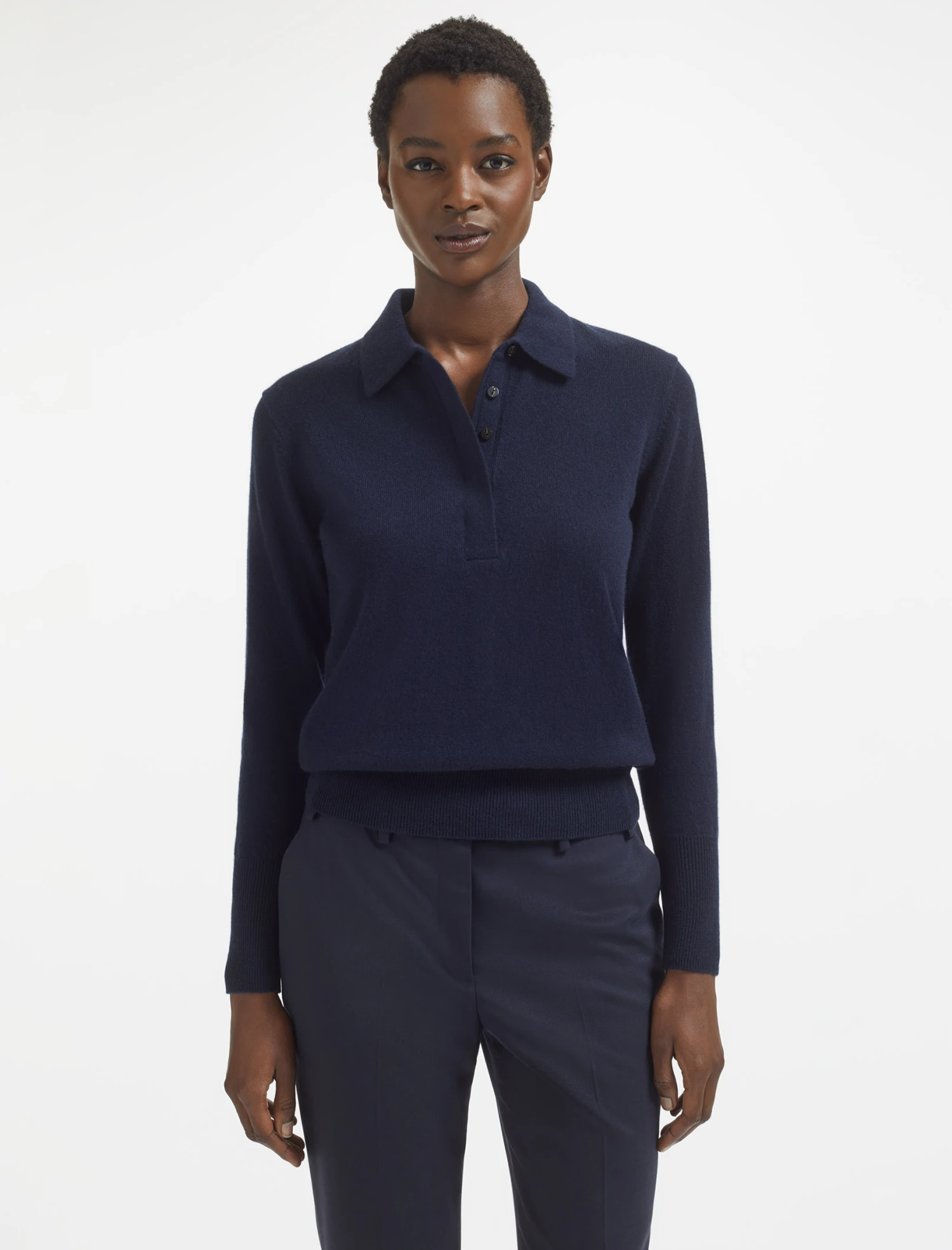 Josie Cashmere Collared Jumper - Navy 3 Josie Cashmere Collared Jumper - Navy