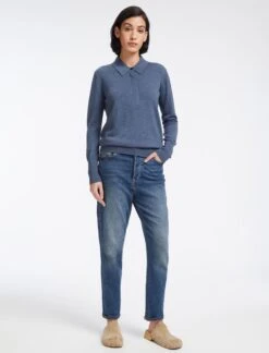 Josie Wool Collared Jumper - Denim Blue 10 Josie Wool Collared Jumper - Denim Blue -Cefinn Clothing Store AU23 K24 JOSIE DENIMBLUE LS 13718