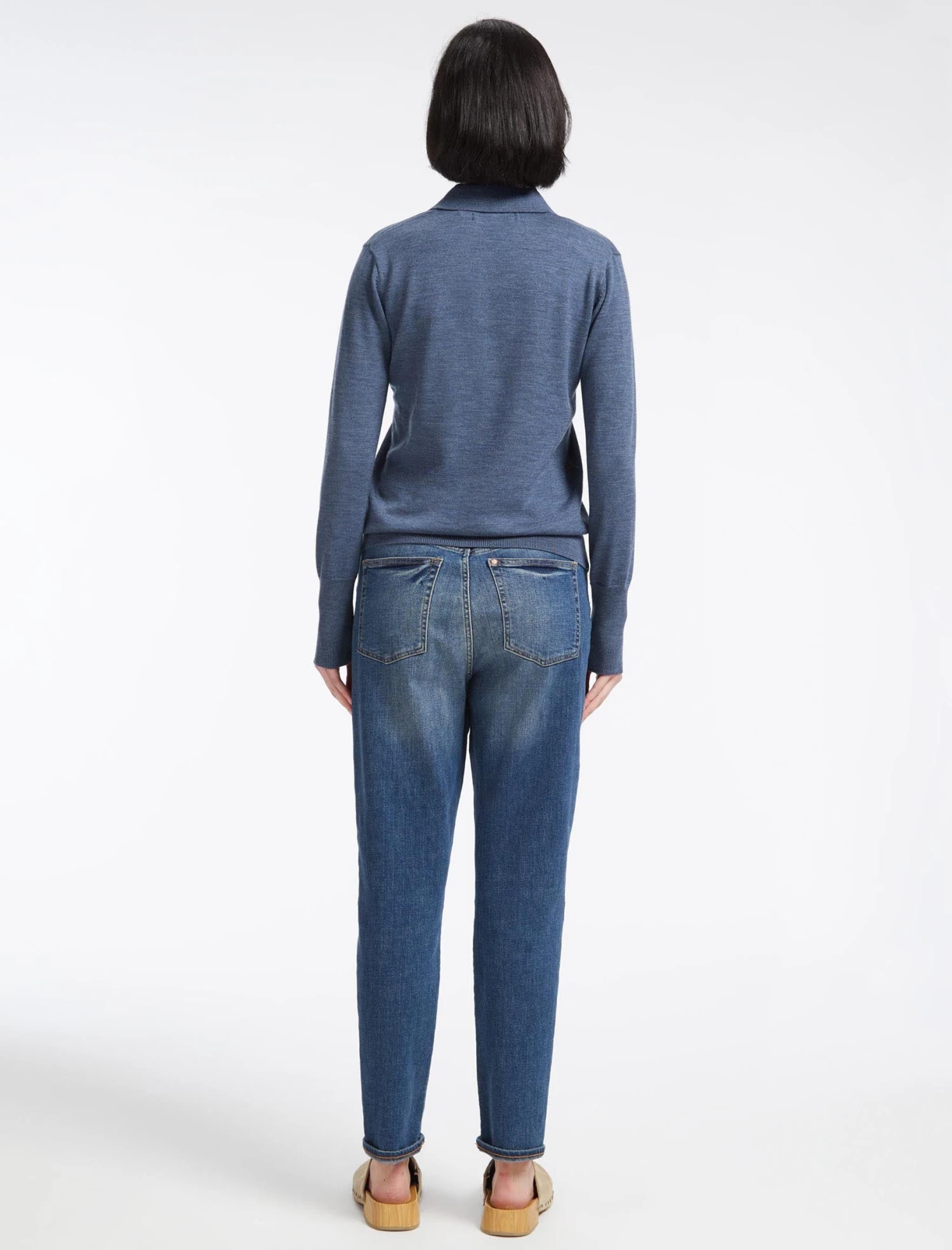 Josie Wool Collared Jumper - Denim Blue 7 Josie Wool Collared Jumper - Denim Blue - Image 5