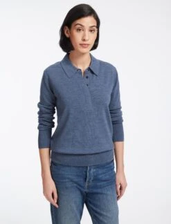 Josie Wool Collared Jumper - Denim Blue