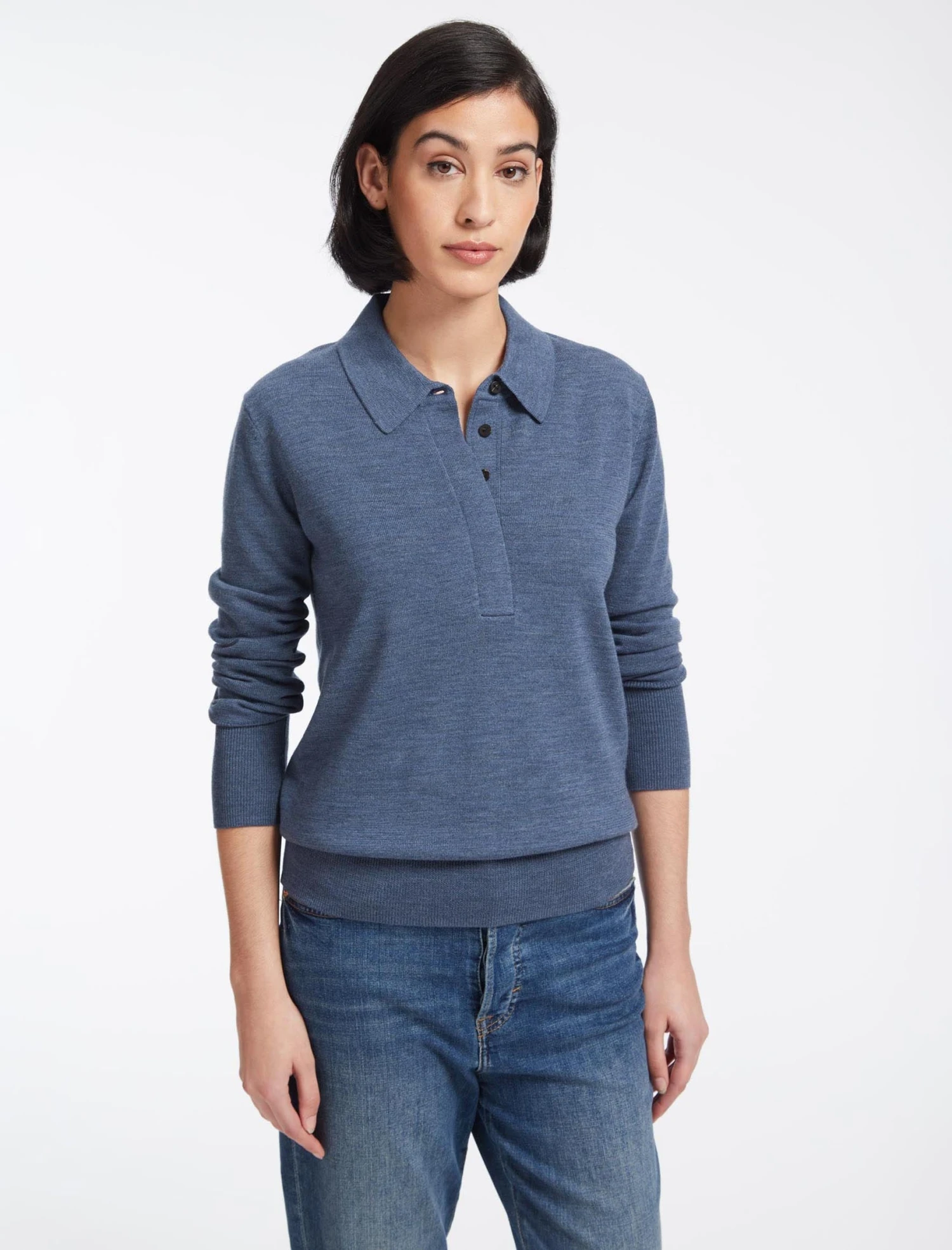 Josie Wool Collared Jumper - Denim Blue 3 Josie Wool Collared Jumper - Denim Blue