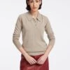 Josie Wool Collared Jumper - Taupe -Cefinn Clothing Store AU23 K24 JOSIE TAUPE LS 12600