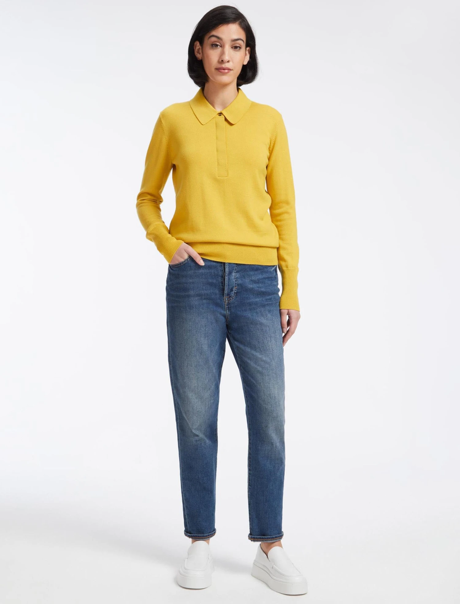 Josie Wool Collared Jumper - Yellow 4 Josie Wool Collared Jumper - Yellow - Image 2
