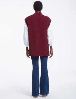 Janice Wool Funnel Neck Sleeveless Jumper - Dark Red -Cefinn Clothing Store AU23 K25 JANICE DARKRED LS0302