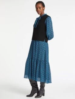 Janie Wool Round Neck Sleeveless Jumper - Black -Cefinn Clothing Store AU23 K57 JANIE BLACK LS 3076