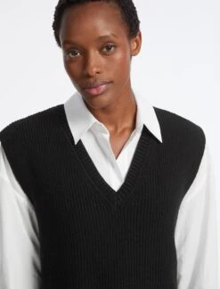 Janice Wool V Neck Sleeveless Jumper - Black -Cefinn Clothing Store AU23 K58 JANICE BLACK LS 4724 15360ef3 24ba 4182 80e1 5ce10e55298b