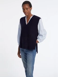 Janice Wool V Neck Sleeveless Jumper - Navy -Cefinn Clothing Store AU23 K58 JANICE NAVY LS 4386 0f336361 ae8f 435e ae2c 8ec8a318a3d8