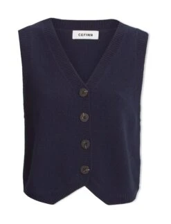 Wesley Cotton Blend V Neck Waistcoat - Navy -Cefinn Clothing Store AU23 K82 WESLEY NAVY CO 86974930 bd6d 4673 85f3 3973706a2aa9