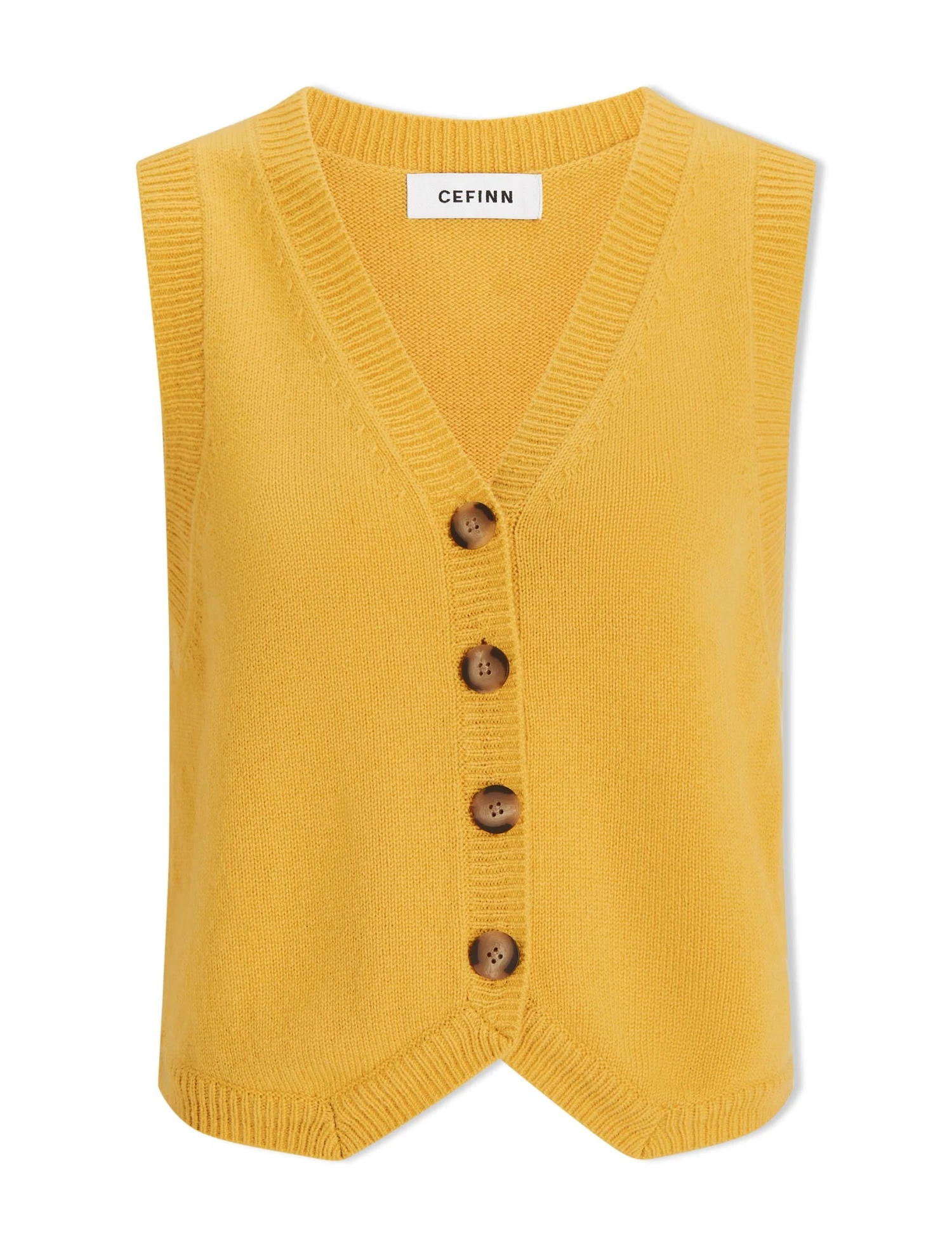Wesley Cashmere Blend V Neck Waistcoat - Yellow 7 Wesley Cashmere Blend V Neck Waistcoat - Yellow - Image 5