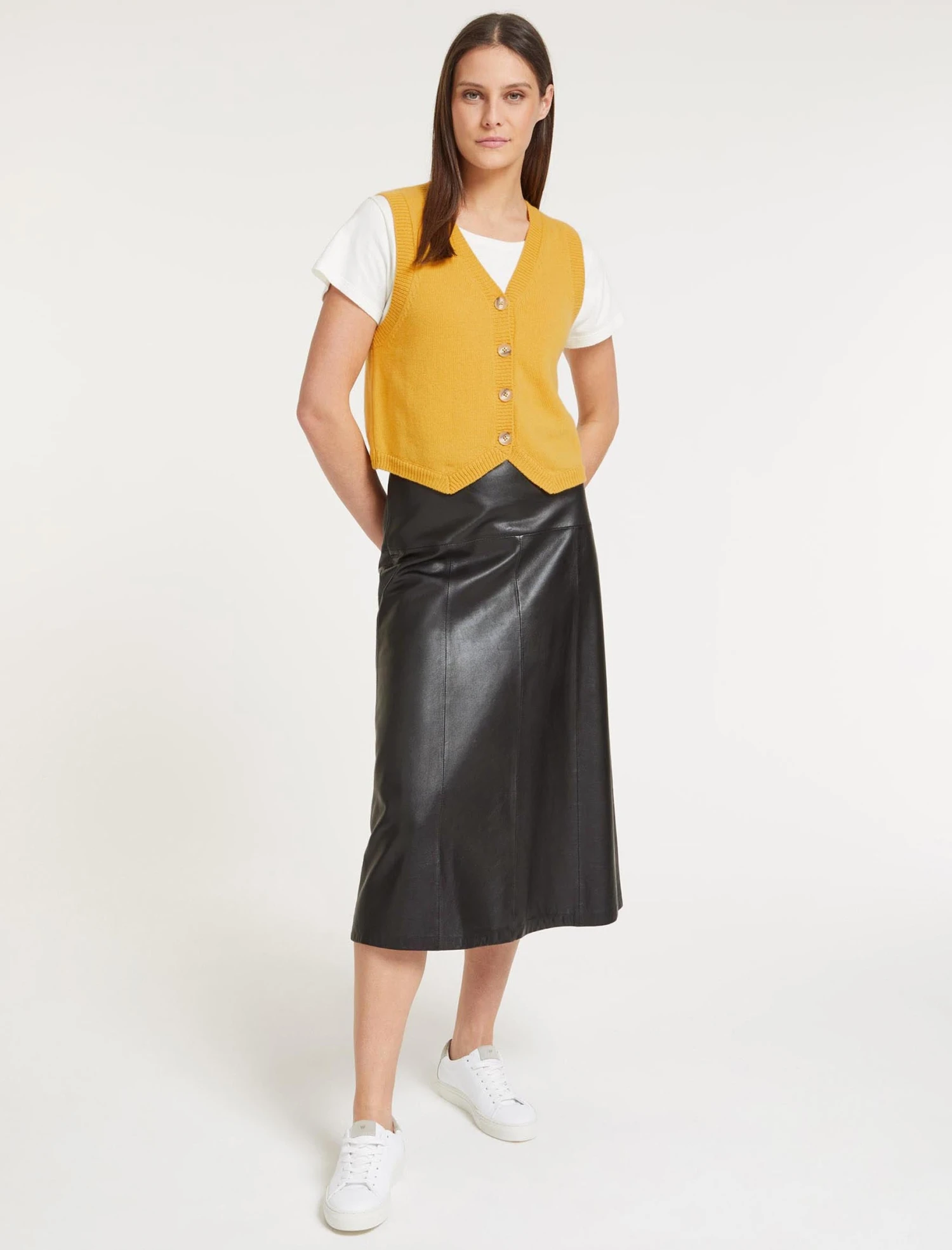 Wesley Cashmere Blend V Neck Waistcoat - Yellow 4 Wesley Cashmere Blend V Neck Waistcoat - Yellow - Image 2