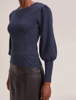 Eva Wool Crew Neck Jumper - Denim Blue -Cefinn Clothing Store AU23 K88 EVA DENIMBLUE LS 41459