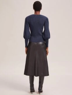 Eva Wool Crew Neck Jumper - Denim Blue -Cefinn Clothing Store AU23 K88 EVA DENIMBLUE LS 41463