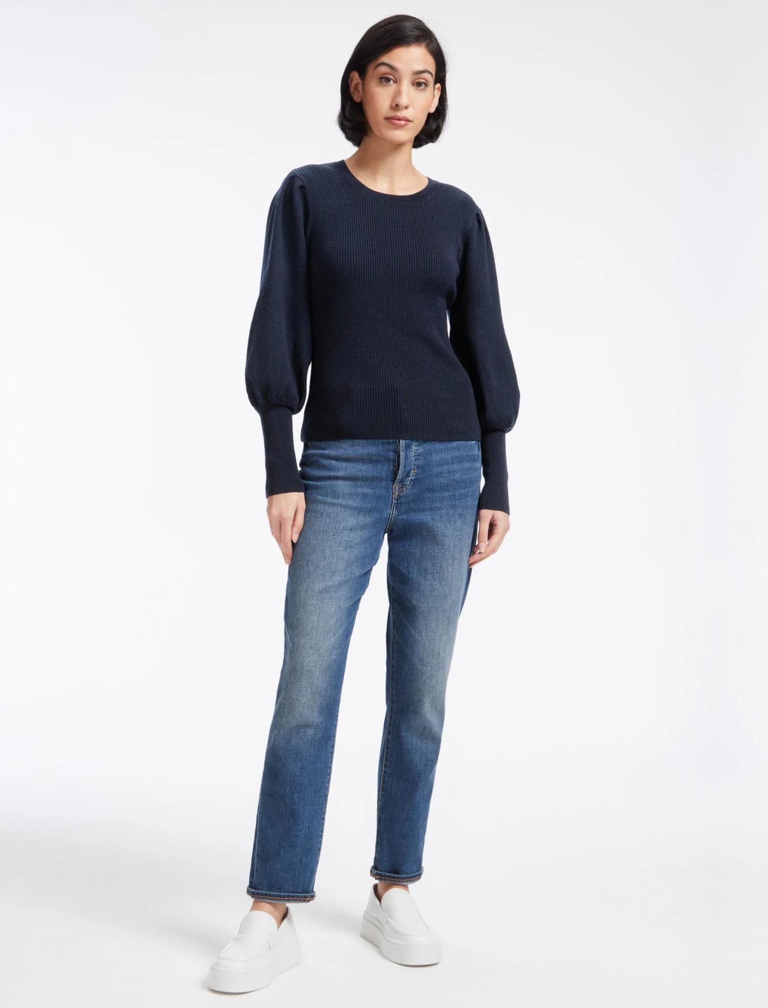 Eva Wool Crew Neck Jumper - Navy 4 Eva Wool Crew Neck Jumper - Navy - Image 2