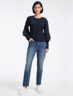 Eva Wool Crew Neck Jumper - Navy 10 Eva Wool Crew Neck Jumper - Navy -Cefinn Clothing Store AU23 K88 EVA NAVY LS 13640