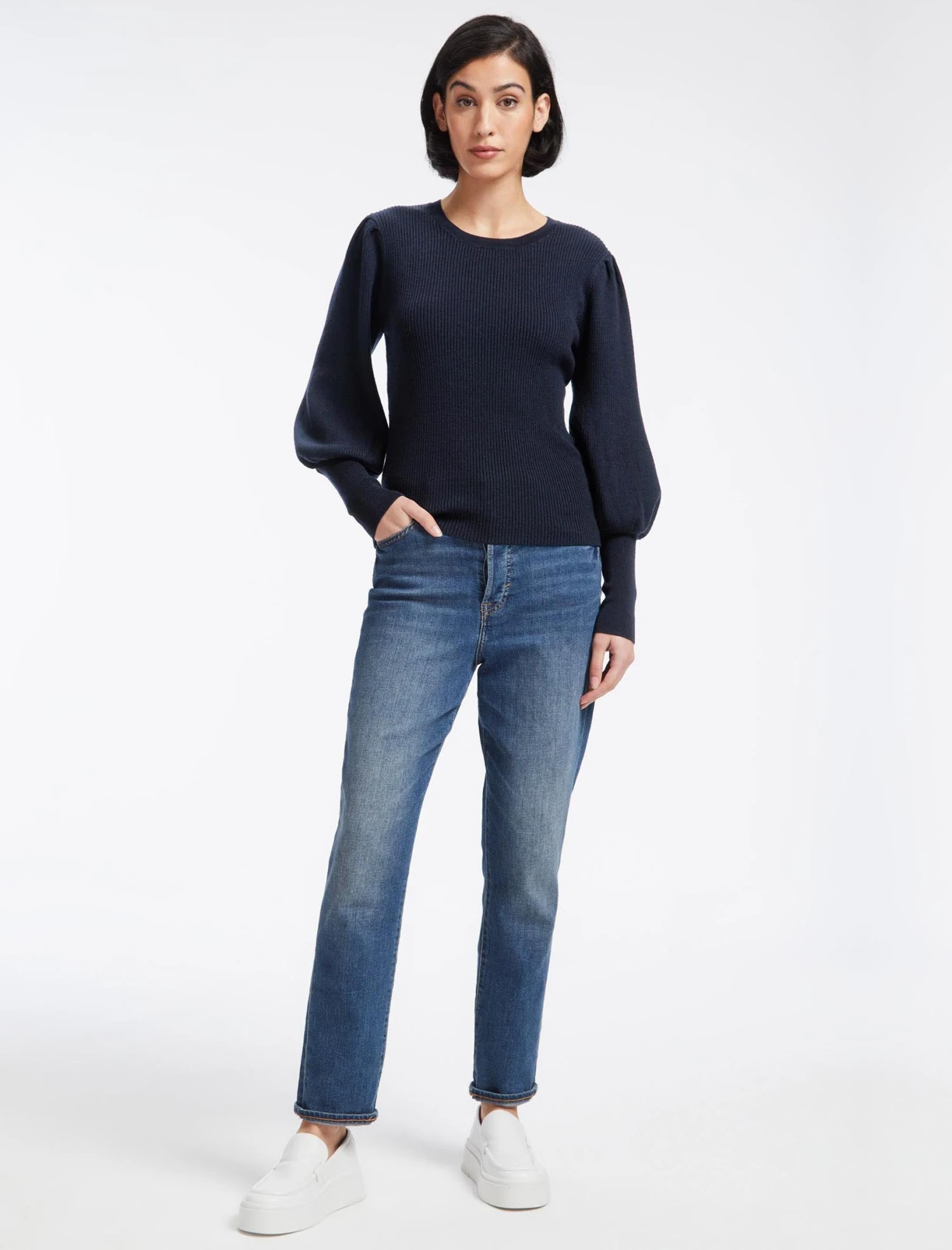 Eva Wool Crew Neck Jumper - Navy 5 Eva Wool Crew Neck Jumper - Navy - Image 3