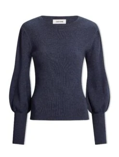 Eva Wool Crew Neck Jumper - Denim Blue -Cefinn Clothing Store AU23 K89 EVA DENIMBLUE CO