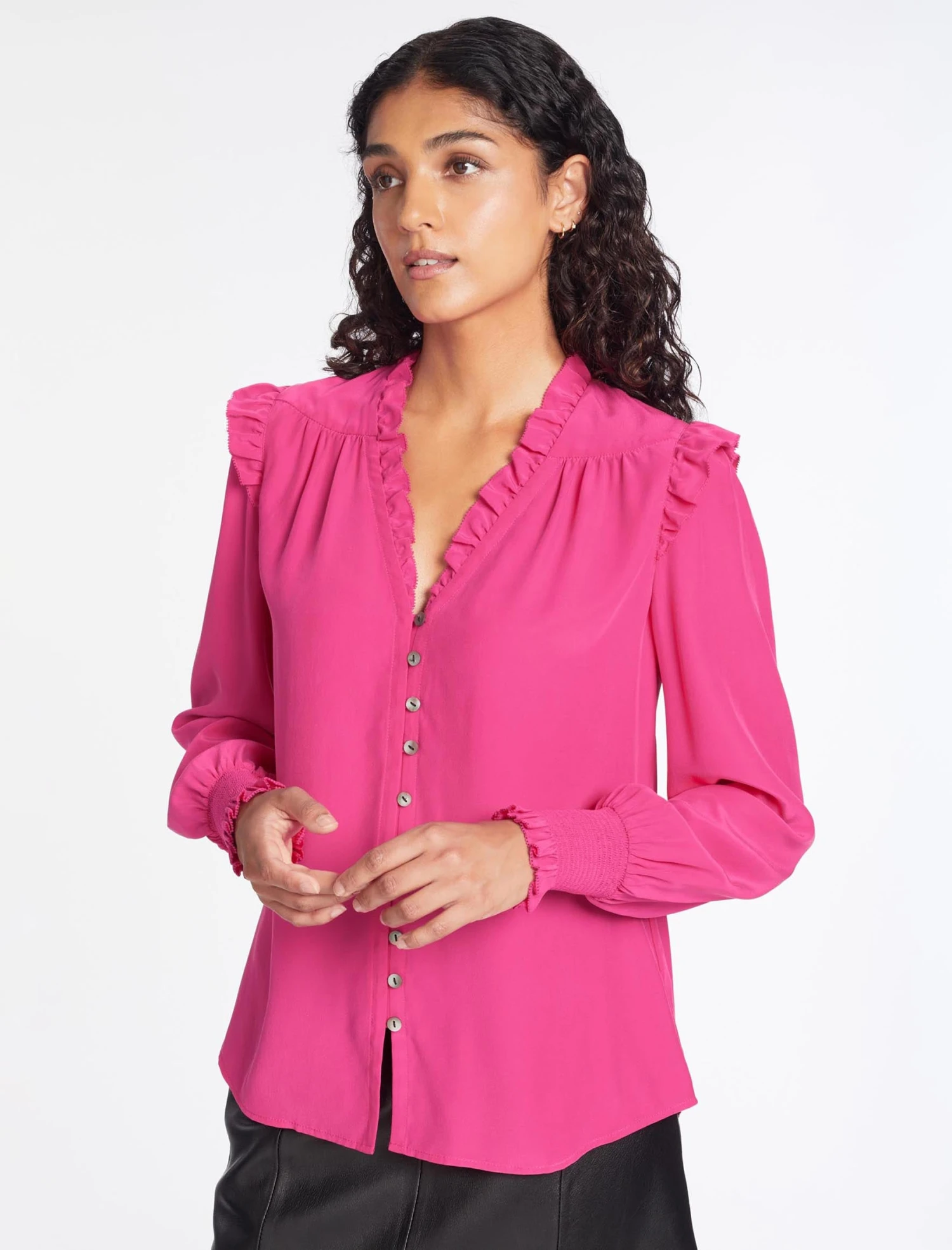 Stella Silk Shirt - Hot Pink 7 Stella Silk Shirt - Hot Pink - Image 5
