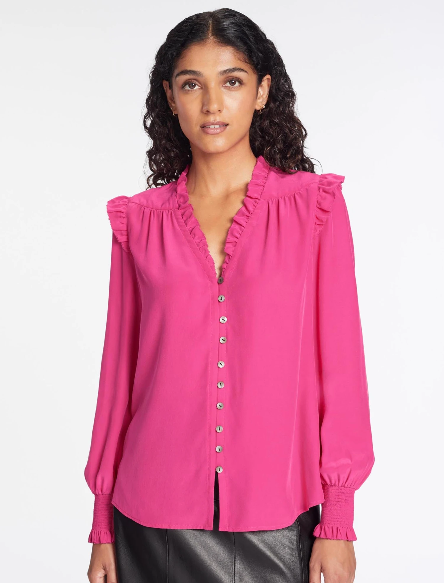 Stella Silk Shirt - Hot Pink 9 Stella Silk Shirt - Hot Pink - Image 7