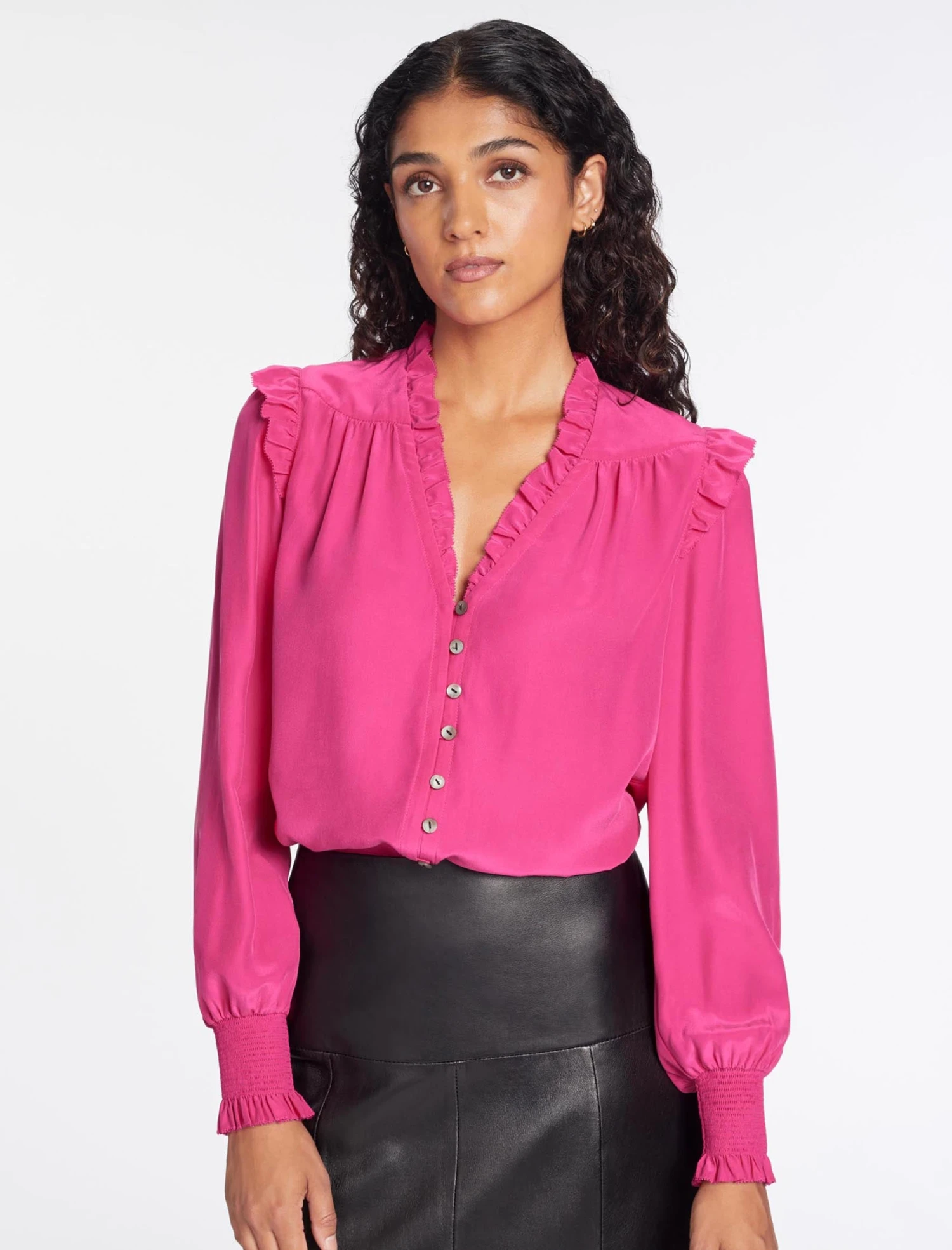Stella Silk Shirt - Hot Pink 3 Stella Silk Shirt - Hot Pink