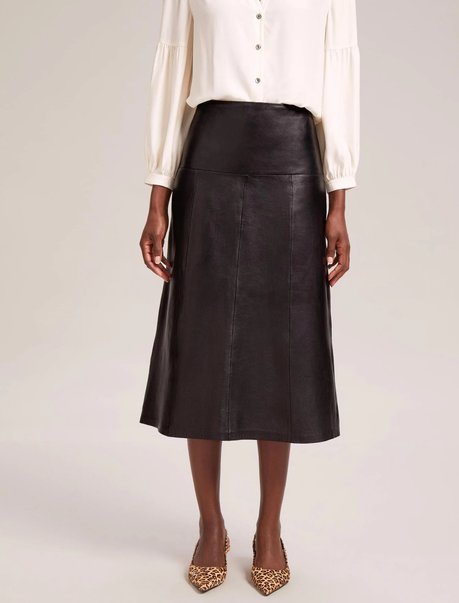 Tiana Leather Midi Skirt - Black 5 Tiana Leather Midi Skirt - Black - Image 3