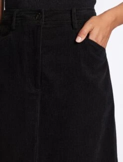 Shona Corduroy A Line Midi Skirt - Black -Cefinn Clothing Store AU23 SK165 SHONA BLACK LS 307